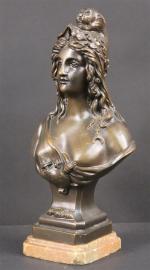 FRANC - MACONNERIE : Buste de Marianne maçonnique en bronze...