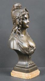 FRANC - MACONNERIE : Buste de Marianne maçonnique en bronze...