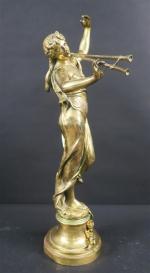 MARIOTON Eugène (1854-1933) : La Muse. Bronze à patine dorée...