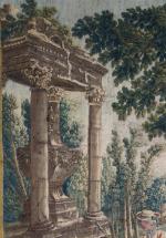 Tapisserie d'AUBUSSON d'époque XVIII's à décor d'une scène galante avec...