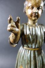 Jésus Salvador Mundi : Statue en bois repolychromé, ép. XVIIème....