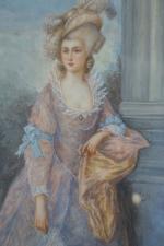 Grande miniature rectangulaire, portrait supposé de Marie-Antoinette, gouache portant une...