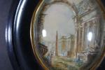 Miniature ovale à décor de ruines romaines animées dans le...