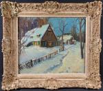 LAPCHINE Georges (1885-1950/51) : Maisons dans un paysage de neige....