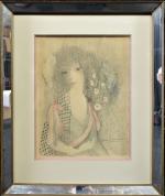 D'après LAURENCIN Marie (1883-1956) - Portrait de fille au ruban...
