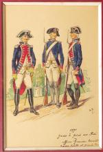 École française « 1791 Garde à pied du Roi-officier Grande tenue...