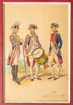 École française «  1791 Garde à pied du Roi-Tambour Major...