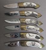 GIGAND KNIVES - Collection de 6 couteaux pliant en acier...