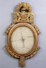 27 - Baromètre ovale d'époque Louis XVI en bois doré...