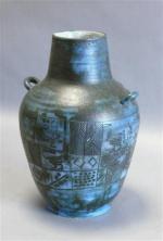 146 - BLIN Jacques (1920-1996) : Vase balustre en grès...