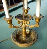 Lampe bouillotte d'époque XIXe s. en bronze, trois bras de...