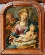203 - Ecole ITALIENNE du XVIIème siècle Sainte Famille  et...