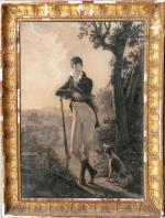 235 - Ecole FRANCAISE vers 1810 Chasseur et son chien...
