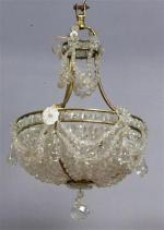 305 - Petit lustre panier à rangs de perles facettées,...