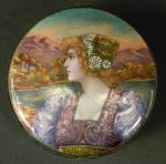 BONNAUD Pierre (1865-1930), Limoges : boîte ronde en métal émaillé,...