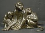 Attribué à Maurice-Roger MARX (1892-1956) : Groupe de singes. Bronze...