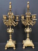 Paire de candélabres à cinq lumières en bronze, époque Napoléon...