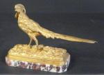 TRODOUX Henri-Emile-Adrien (XIX's) : Faisan vénéré. Bronze doré, signé. Haut...