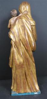 Vierge à l'Enfant. Bois sculpté doré et polychrome, ép. XVIII's....