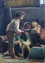 BECHI Luigi (1830-1919) : Dans l'atelier de l'artiste, enfants jouant...