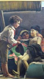 BECHI Luigi (1830-1919) : Dans l'atelier de l'artiste, enfants jouant...