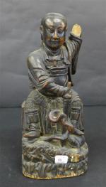 CHINE : Statuette en bois sculpté représentant Chengwu, ép. XVIII'....