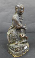 CHINE : Statuette en bois sculpté représentant Chengwu, ép. XVIII'....