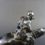 D'après Gaston d'ILLIERS (1876-1932) : Piqueux à cheval. Bronze patiné...
