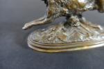 DUBUCAND Alfred (1828-1894) : Lièvre courant. Bronze patiné, signé. Haut....