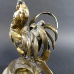 HINGRE Théophile (1832-1911) : Coq chantant. Bronze patiné, signé, cachet...