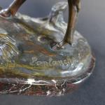 LAPLANCHE Albert (1854-1935) : Cerf bramant. Bronze patiné signé, cachet...