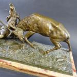 Comte DU PASSAGE Edouard-Guy (1872-1925) : Combat de cerfs. Bronze...