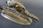 PAUTROT Ferdinand (1832-1874) : Renard et poule. Bronze patiné signé....