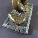 RICHE A (XIX's) : Culbute de deux lièvres. Bronze patiné...