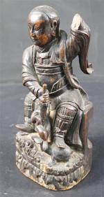 Statuette en bois sculpté représentant Chengwu, ép. XVIII'. Haut. :...