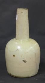 EXTREME-ORIENT : Vase bouteille en grès émaillé céladon beige, ép....