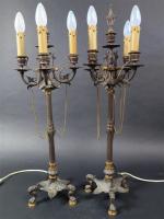 Paire de candélabres tripodes à cinq lumières d'époque Napoléon III,...