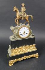 Pendule d'époque Napoléon III en bronze patiné et marbre noir...