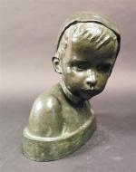 CRANNEY-FRANCESCHI Marie-Anne (XIX's-XX's) : Buste de jeune enfant au bonnet....