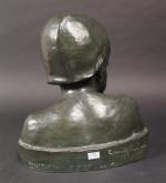 CRANNEY-FRANCESCHI Marie-Anne (XIX's-XX's) : Buste de jeune enfant au bonnet....