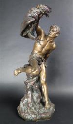 DROUOT Edouard (1859-1945) : Prométhée et l'aigle. Bronze patiné, signé....