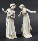 LEVASSEUR Henri-Louis (1853-1934) : Deux statuettes en biscuit blanc rehaussé...