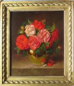 BRUNEL de NEUVILLE Alfred (1852-1941). Vase de fleurs. Huile sur...
