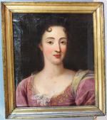 564 - Ecole française fin XVII's : Portrait de dame....