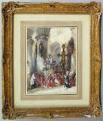 578 - ISABEY Eugène (1804-1886) : Procession à la Vierge...