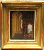 Suiveur de Hubert ROBERT, ép. XVIIIème. Escalier d'un palais romain...
