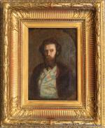 602 - Ecole française vers 1880 : Portrait d'homme. H.s.T....