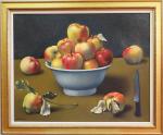 649 - Georges ROHNER (1913-2000)  : Compotier de pommes....