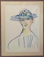 719 - CORSIA Gilbert (1915-1985) : Femme au chapeau. Lithographie...