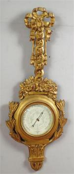 59 - Baromètre de style Louis XVI en bois doré...